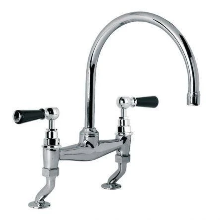 Lefroy Brooks Classic Black Lever D/m Bridge Mixer - Antique Gold