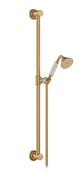Booth & Co. Single Function Slide Rail Shower Kit Brushed Brass & Crackled White