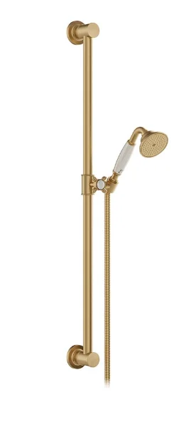 Booth & Co. Single Function Slide Rail Shower Kit Brushed Brass & Crackled White