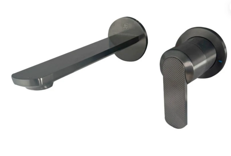 Neo Single Lever Wall Mounted Basin Mixer Brushed Black