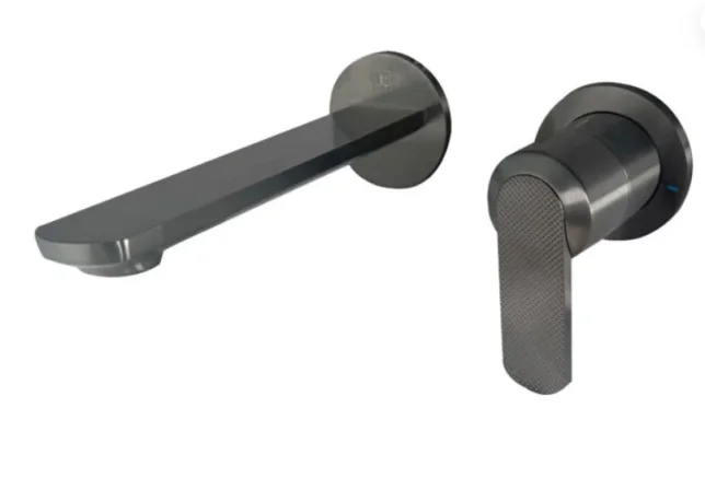 Neo Single Lever Wall Mounted Basin Mixer Brushed Black product image - Image 1