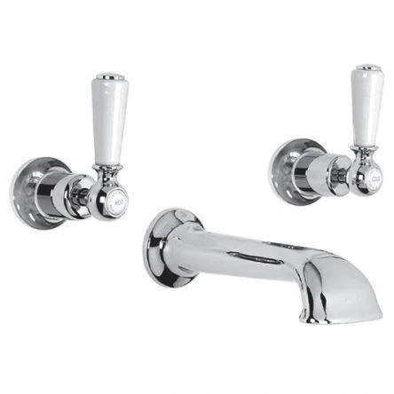 Lefroy Brooks Classic White Lever Conc 3h Bath Filler - Chrome