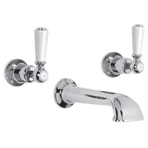 Lefroy Brooks Classic White Lever Conc 3h Bath Filler - Chrome