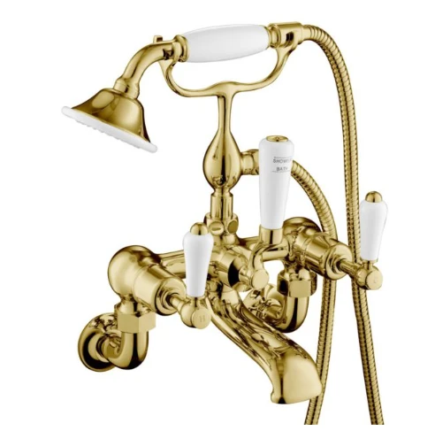 Just Taps Bath Shower Mixer Wall Mounted with Kit Brushed Brass 