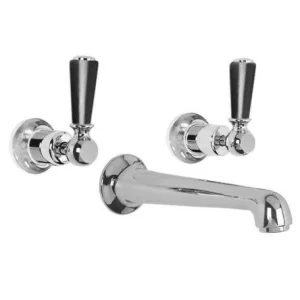 Lefroy Brooks Classic Black Lever Conc 3h Basin Mixer - Antique Gold