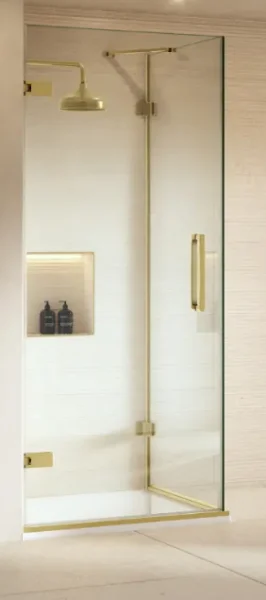 Merlyn Wall Hinge Door With Side Panel Brushed Brass 700mm