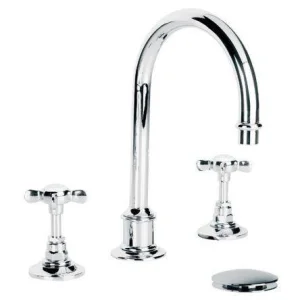 Lefroy Brooks Classic Tubular 3h Basin Mixer & Cuw - Antique Gold