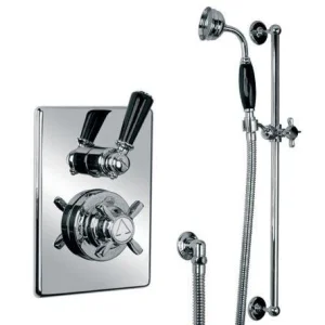 Lefroy Brooks Godolphin Black Lever Conc Valve & Slide Rail Kit - Nickel