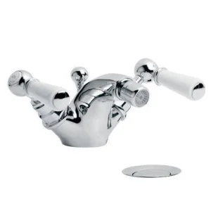 Lefroy Brooks Classic White Lever Mono Bidet Mixer With Puw - Chrome