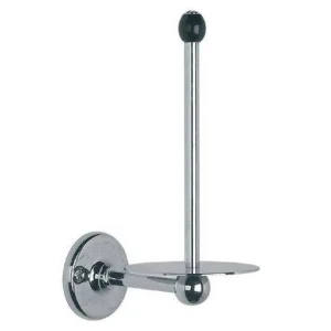 Lefroy Brooks Classic Spare Paper Holder With Black Acorn - Chrome