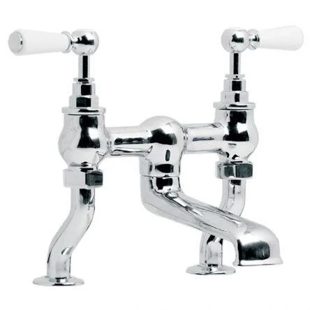 Lefroy Brooks Classic White Lever D/m Bath Filler - Chrome