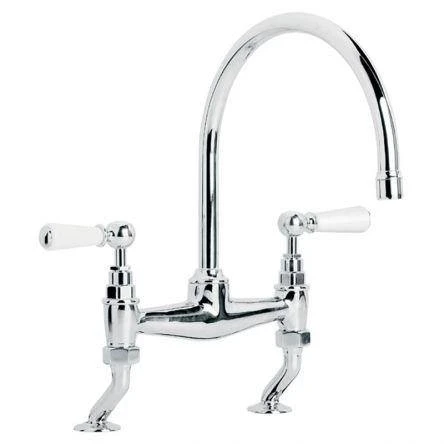 Lefroy Brooks Classic White Lever D/m Bridge Mixer - Nickel