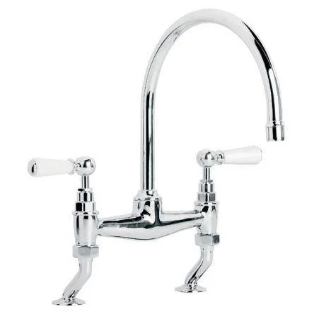 Lefroy Brooks Classic White Lever D/m Bridge Mixer - Nickel