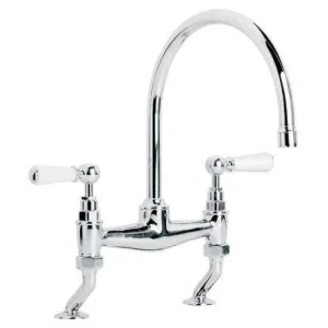 Lefroy Brooks Classic White Lever D/m Bridge Mixer - Nickel