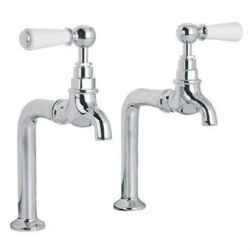 Lefroy Brooks Classic White Lever Kitchen Bibcock Taps & Pillars - Nickel product image - Image 1