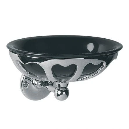 Lefroy Brooks Classic W/m Cast Soap Holder & Black China Dish - Nickel