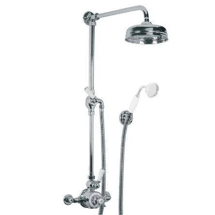 Lefroy Brooks Godolphin Exp Thermo Valve With Shower Kit & 8" Rose - Antique Gold