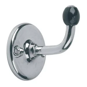 Lefroy Brooks Classic Single Robe Hook With Black Acorn - Chrome