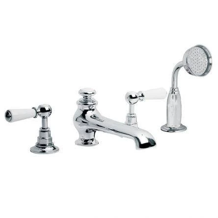 Lefroy Brooks Classic White Lever D/m 4h Bath Set - Chrome