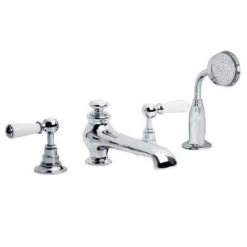 Lefroy Brooks Classic White Lever D/m 4h Bath Set - Chrome product image - Image 1