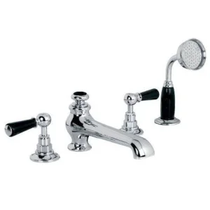 Lefroy Brooks Classic Black Lever D/m 4h Bath Set - Chrome
