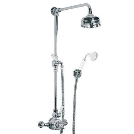 Lefroy Brooks Godolphin Exp Thermo Valve With Shower Kit & 5" Rose - Antique Gold