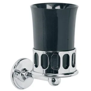 Lefroy Brooks Classic Black Bone China Mug & Holder - Chrome