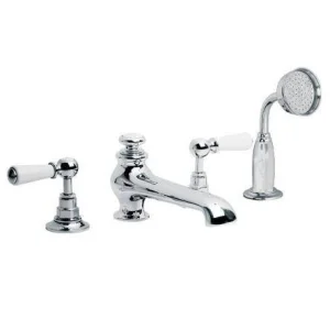 Lefroy Brooks Classic White Lever D/m 4h Bath Set - Antique Gold