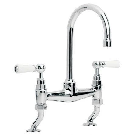 Lefroy Brooks Classic White Lever D/m Basin Bridge Mixer - Chrome