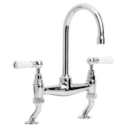 Lefroy Brooks Classic White Lever D/m Basin Bridge Mixer - Chrome