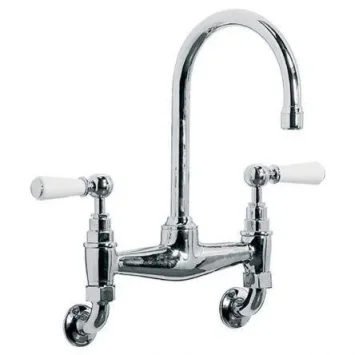Lefroy Brooks Classic White Lever W/m Basin Bridge Mixer - Chrome product image - Image 1
