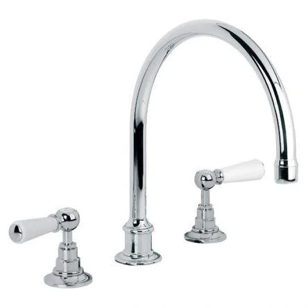 Lefroy Brooks Classic White Lever D/m 3h Kitchen Mixer - Nickel