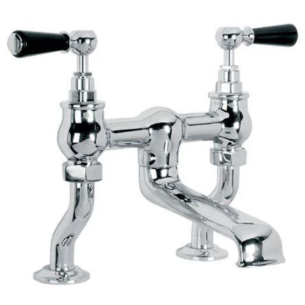 Lefroy Brooks Classic Black Lever D/m Bath Filler - Chrome