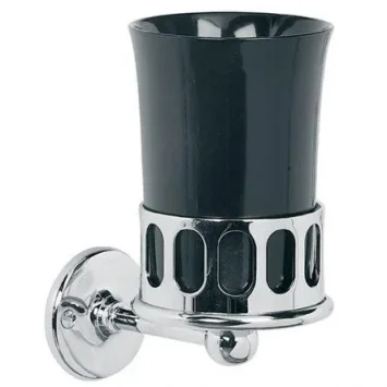 Lefroy Brooks Classic Black Bone China Mug & Holder - Nickel product image - Image 1