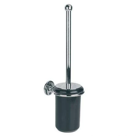 Lefroy Brooks Classic W/m Toilet Brush & Black Ceramic Holder - Chrome