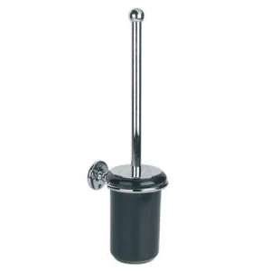 Lefroy Brooks Classic W/m Toilet Brush & Black Ceramic Holder - Chrome