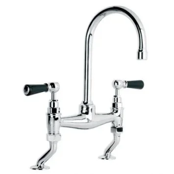 Lefroy Brooks Classic Black Lever D/m Basin Bridge Mixer - Antique Gold product image - Image 1