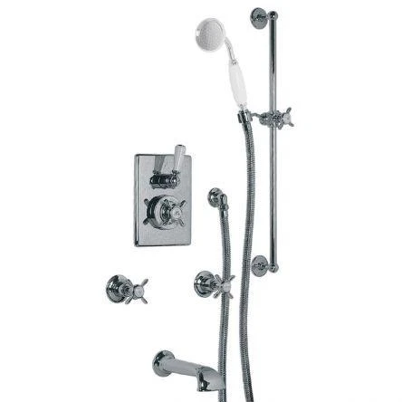Lefroy Brooks Godolphin Conc Thermo Shower, Bath Filler & Kit - Chrome