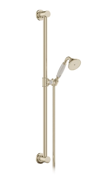 Booth & Co. Single Function Slide Rail Shower Kit Nickel & Crackled White