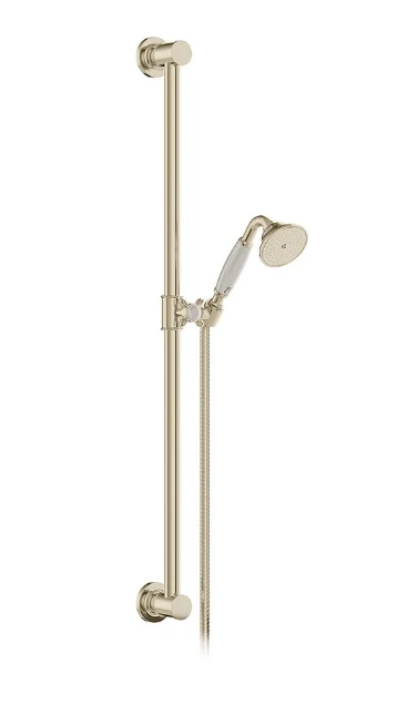 Booth & Co. Single Function Slide Rail Shower Kit Nickel & Crackled White