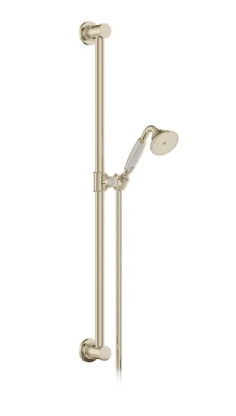 Booth & Co. Single Function Slide Rail Shower Kit Nickel & Crackled White