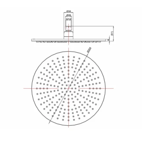Crosswater Mpro Fixed Head 300mm Matt Black detail view - Image 6
