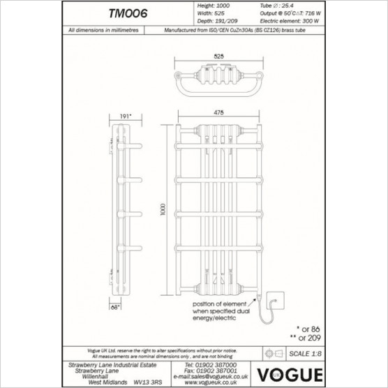 Vogue Sequel V Towel Radiator Heating Only - Chrome 1000X525 detail view - Image 3
