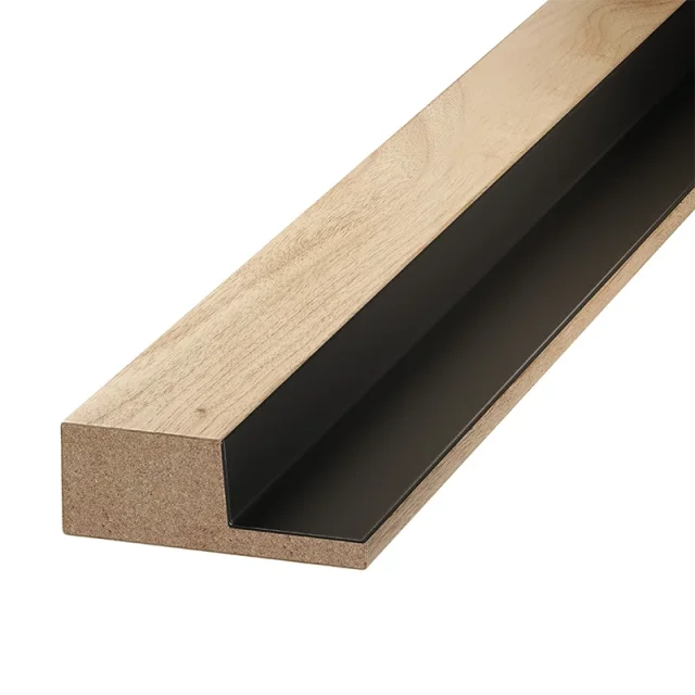 Abacus Slatwall Oak And Black End Cap Tongued 2400 X 30 X 19mm (0.07msq) product image - Image 1