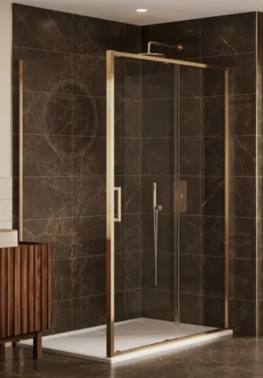Merlyn Arysto Sleek Slider Door 1600 Brushed Brass product image - Image 1