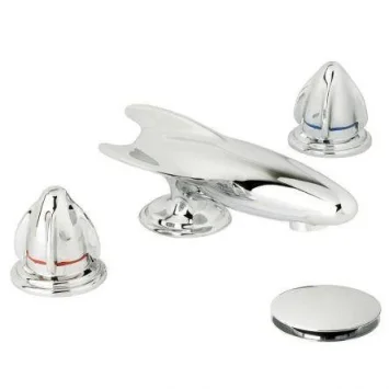 Lefroy Brooks Belle Aire Handle D/m 3h Rocket Basin Set - Chrome product image - Image 1