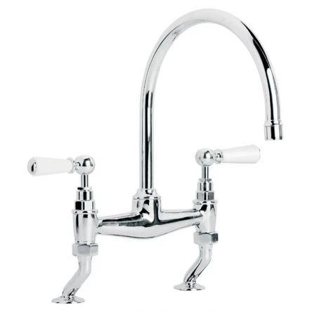 Lefroy Brooks Classic White Lever D/m Bridge Mixer - Antique Gold