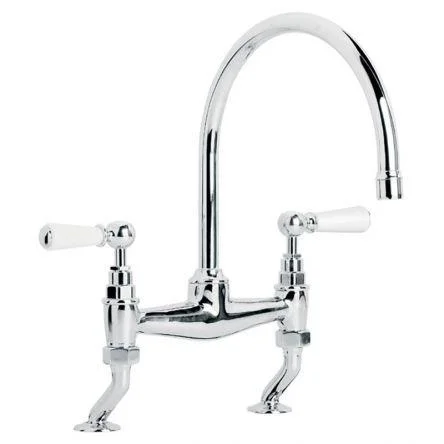 Lefroy Brooks Classic White Lever D/m Bridge Mixer - Antique Gold