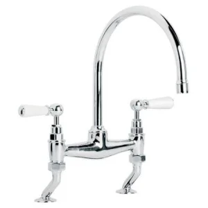 Lefroy Brooks Classic White Lever D/m Bridge Mixer - Antique Gold