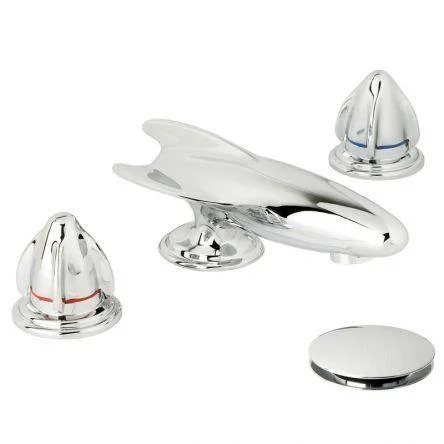Lefroy Brooks Belle Aire Handle D/m 3h Rocket Basin Set - Antique Gold